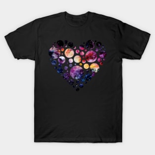 Heart with Watercolor Nebula and Starry Sky T-Shirt